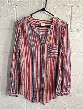 Zoe & Rachel Striped Button Down- Large